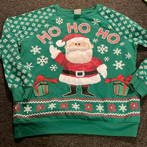 Rudolph Movie Santa Claus Ho Ho Ho Christmas Crewneck Sweatshirt Junior's Large - Picture 1 of 7